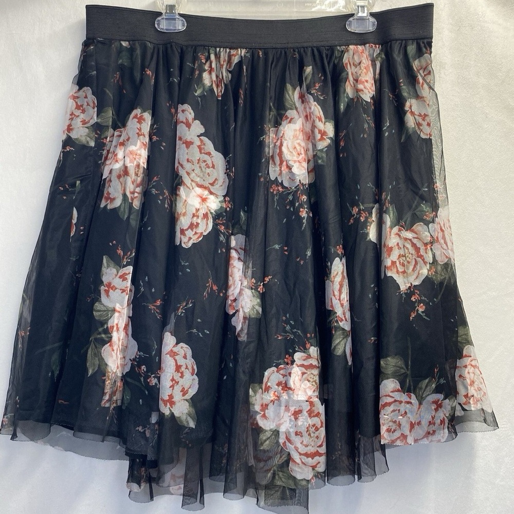 Torrid Black Floral A-Line Skirt